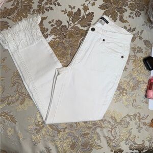 👖✨ White Frayed Hem Women’s Jeans – Chic Cropped Denim, Stylish Casual Fit ✨👖